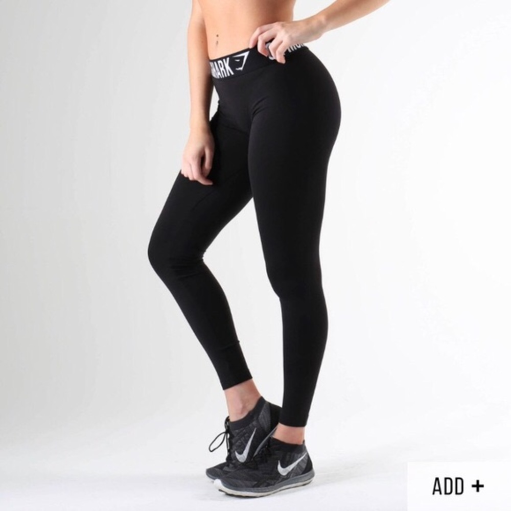 GYMSHARK Original Black Legging with White Logo